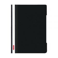 Herlitz 11317096 Schnellhefter A4 - Quality, Polypropylen-Folie, 10-er Packung, Glasklar mit Beschriftungsstreifen, schwarz