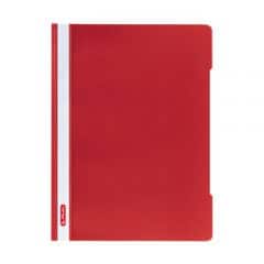 Herlitz 11317138 Schnellhefter A4 - Quality, Polypropylen-Folie, 10-er Packung, Glasklar mit Beschriftungsstreifen, rot