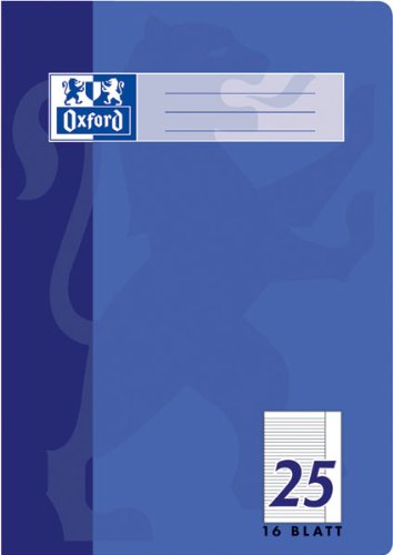 Oxford 100050311 Schule Schulheft, A4, Lineatur 25 - liniert , Rand, 16 Blatt, 15er Pack