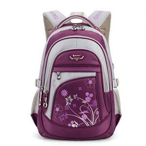 Leefrei Schulrucksack Schulranzen Schultasche Sports Rucksack Freizeitrucksack Daypacks Backpack für Mädchen Jungen & Kinder Damen Herren Jugendliche mit der Großen Kapazität (Lila-Blume)