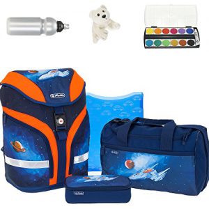 7 Teile HERLITZ MOTION Schulranzenset ErgoActive® Tragesystem Schulrucksack Ranzen efk (Jet 32)