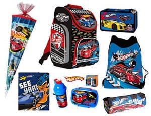 HOT WHEELS CARS AUTOS 8 tlg. SCHULRANZEN RANZEN SCHULTÜTE 85 RUCKSACK TASCHE SET